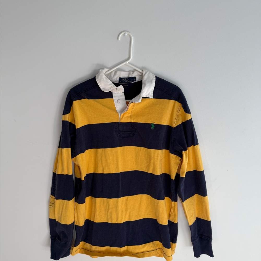 Polo Ralph Lauren Yellow and Navy Striped Rugby Shirt